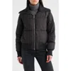 Bernardo Knit Collar Crop Puffer Jacket In Black