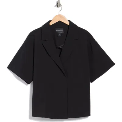 Bernardo Knit Gabardine Blazer Shirt In Black