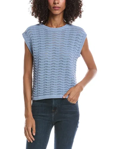Bernardo Knitted Wave Pointelle Boxy Shell In Blue