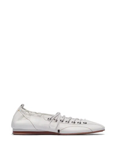 Bernardo Lace-up Billie Ballet Flats In White