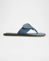 Bernardo Laia Knotted Bow Thong Sandals In Denim Glove Leather