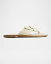 Bernardo Laia Knotted Bow Thong Sandals In Eggshell Glove Leather