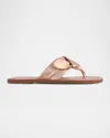 Bernardo Laia Metallic Knotted Bow Thong Sandals In Blush Metallic Glove Leather