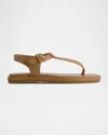 Bernardo Leather Ankle-strap Thong Sandals
