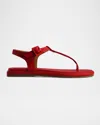 Bernardo Leather Ankle-strap Thong Sandals In Red Glove Leather