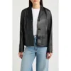 Bernardo Leather Blazer In Window Pane
