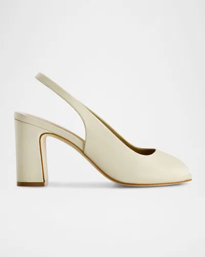 Bernardo Leather Peep-toe Slingback Pumps