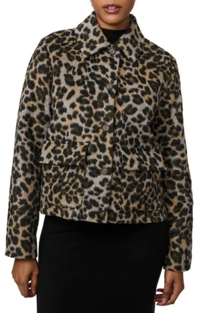 Bernardo Leopard Print Crop Jacket In Black