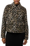 Bernardo Leopard Print Crop Jacket In Brown