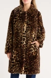 Bernardo Leopard Print Faux Fur Coat In Multi