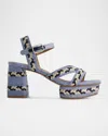 Bernardo Liana Heels In Denim Raffia