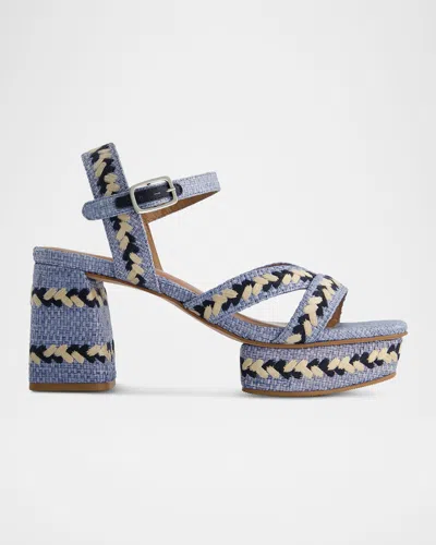 BERNARDO LIANA RAFFIA ANKLE-STRAP PLATFORM SANDALS