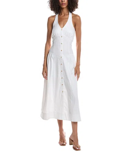 Bernardo Linen-blend Halter Midi Dress In White