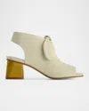 Bernardo Lizzie Leather Knot Zip Sandals In Eggshell Glove Leather