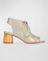 Bernardo Women's Lizzie Metallic Suede Sandal Booties In Champagne Tumbled Metallic Suede