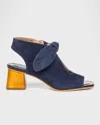 Bernardo Lizzie Suede Knot Zip Sandals In Blue