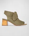 Bernardo Lizzie Suede Knot Zip Sandals In Beige