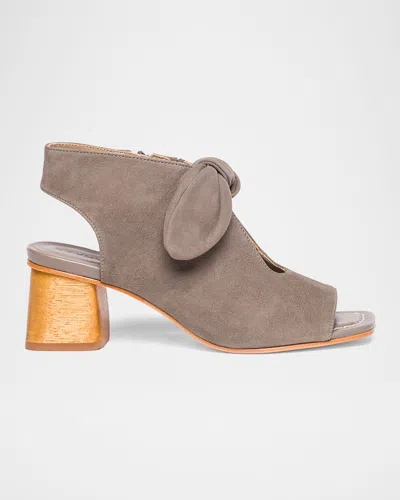 Bernardo Lizzie Suede Knot Zip Sandals In Neutral