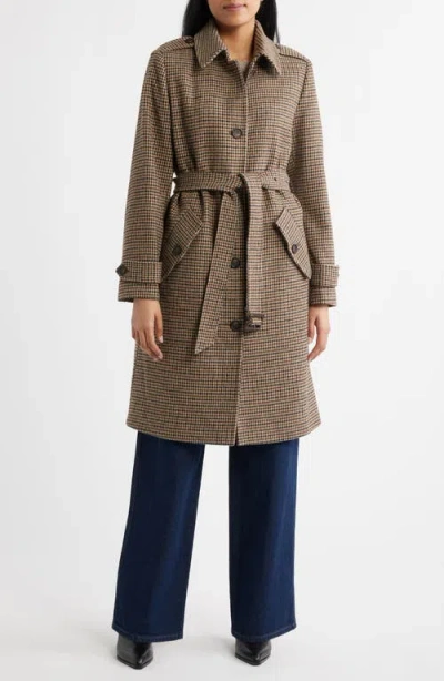 Bernardo Long Belted Coat In Brown