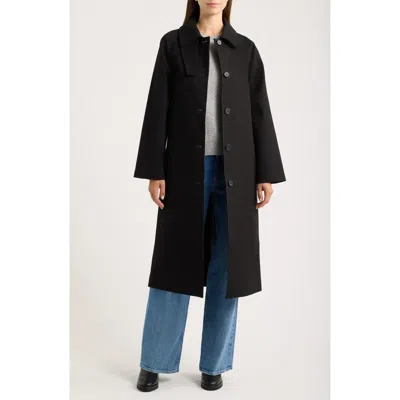 Bernardo Long Bonded Raincoat In Black