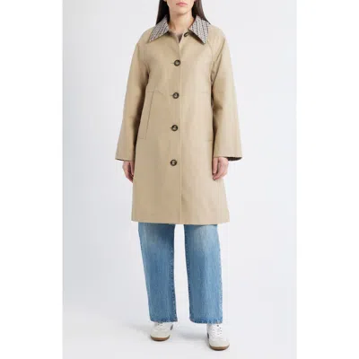 Bernardo Long Check Collar Raincoat In Neutral