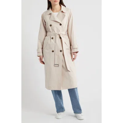 Bernardo Long Double Breasted Trench Coat In White