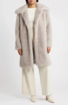 Bernardo Long Faux Fur Coat In Gray