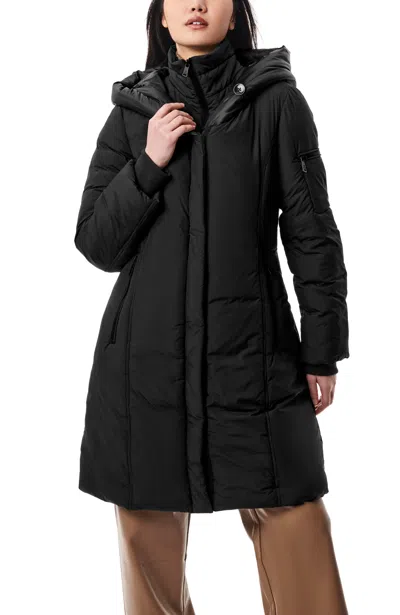 Bernardo Long Hooded Puffer In Black