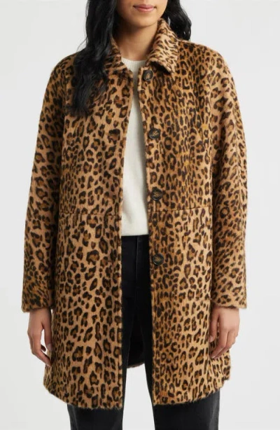 Bernardo Long Leopard Print Coat In Animal Print