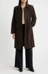 Bernardo Long Suede Coat In Brown