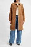 Bernardo Long Suede Coat In Brown