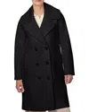 Bernardo Long Wool-blend Coat In Black