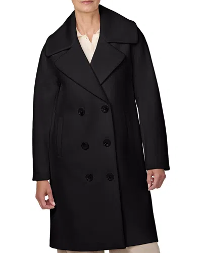 Bernardo Long Wool-blend Coat In Black