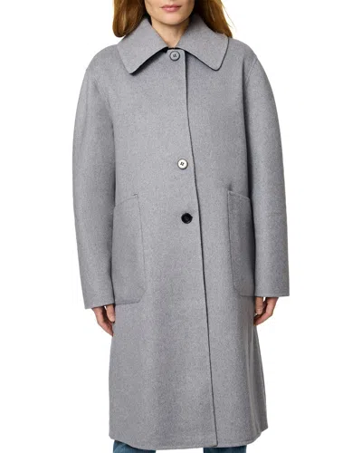 Bernardo Long Wool-blend Coat In Gray