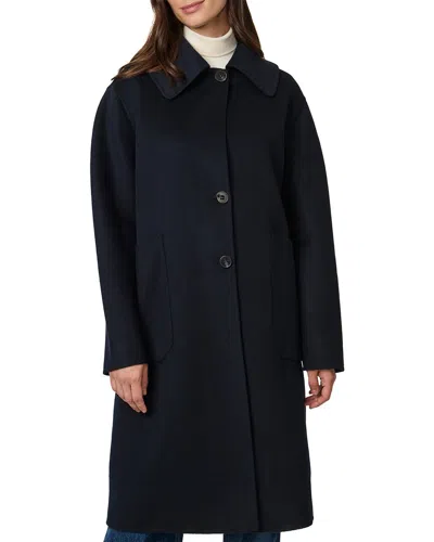 Bernardo Long Wool-blend Coat In Blue