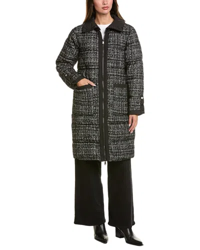 Bernardo Long Wool-blend Puffer Coat In Gray