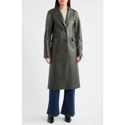 Bernardo Longline Faux Leather Coat In Gray