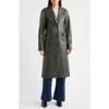 Bernardo Longline Faux Leather Coat In Gray