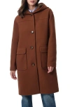 Bernardo Longline Hooded Coat In Tobacco