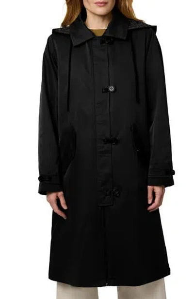 Bernardo Longline Hooded Raincoat In Black