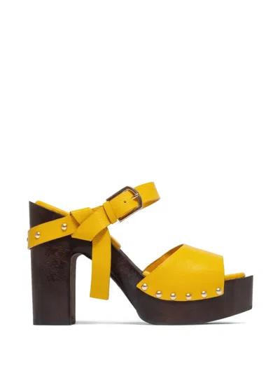 Bernardo Luxor Studded Platform Heeled Sandals In Yellow