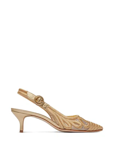 Bernardo Madinah Embroidered Slingback Pumps In Gold