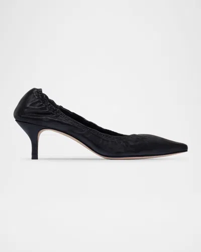 Bernardo Manu Ruched Leather Snip-toe Pumps In Black
