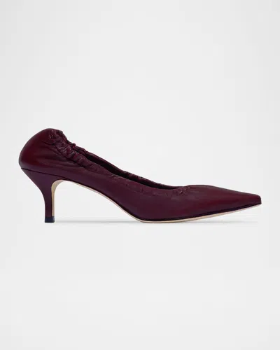 Bernardo Manu Ruched Leather Snip-toe Pumps In Purple
