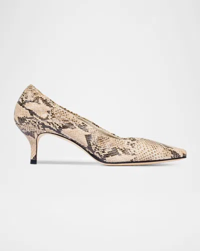 Bernardo Manu Ruched Snake-printed Leather Snip-toe Pumps In Animal Print