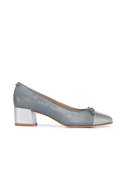 Bernardo Marisol Bicolor Cap-toe Ballerina Pumps In Silver