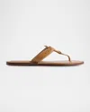 Bernardo Matrix Leather Flat Thong Sandals In Brown