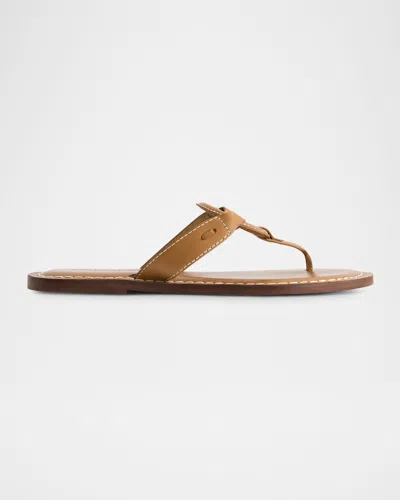Bernardo Matrix Leather Flat Thong Sandals In Brown