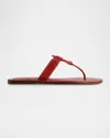 Bernardo Matrix Leather Flat Thong Sandals In Red Antique Calf
