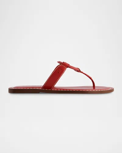 Bernardo Matrix Leather Flat Thong Sandals In Red Antique Calf